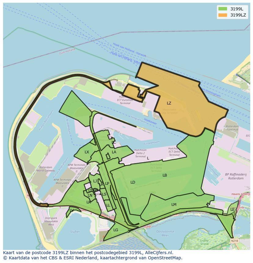 Afbeelding van het postcodegebied 3199 LZ op de kaart.