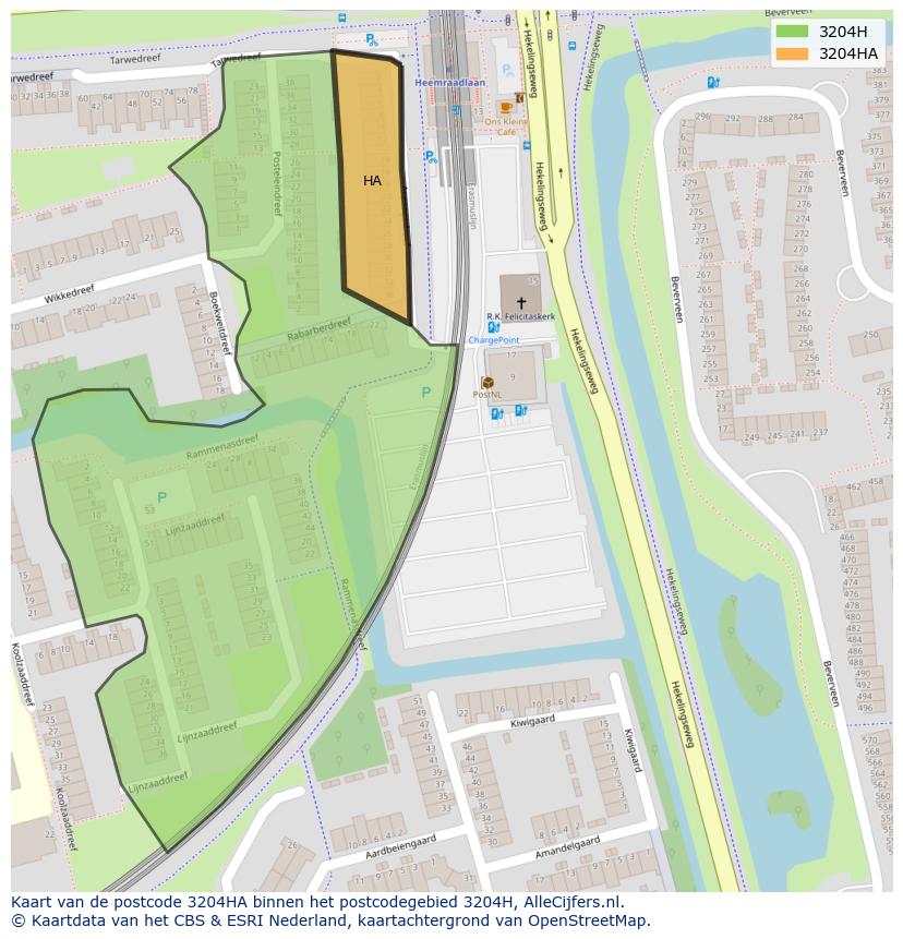 Afbeelding van het postcodegebied 3204 HA op de kaart.