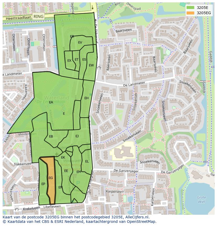 Afbeelding van het postcodegebied 3205 EG op de kaart.