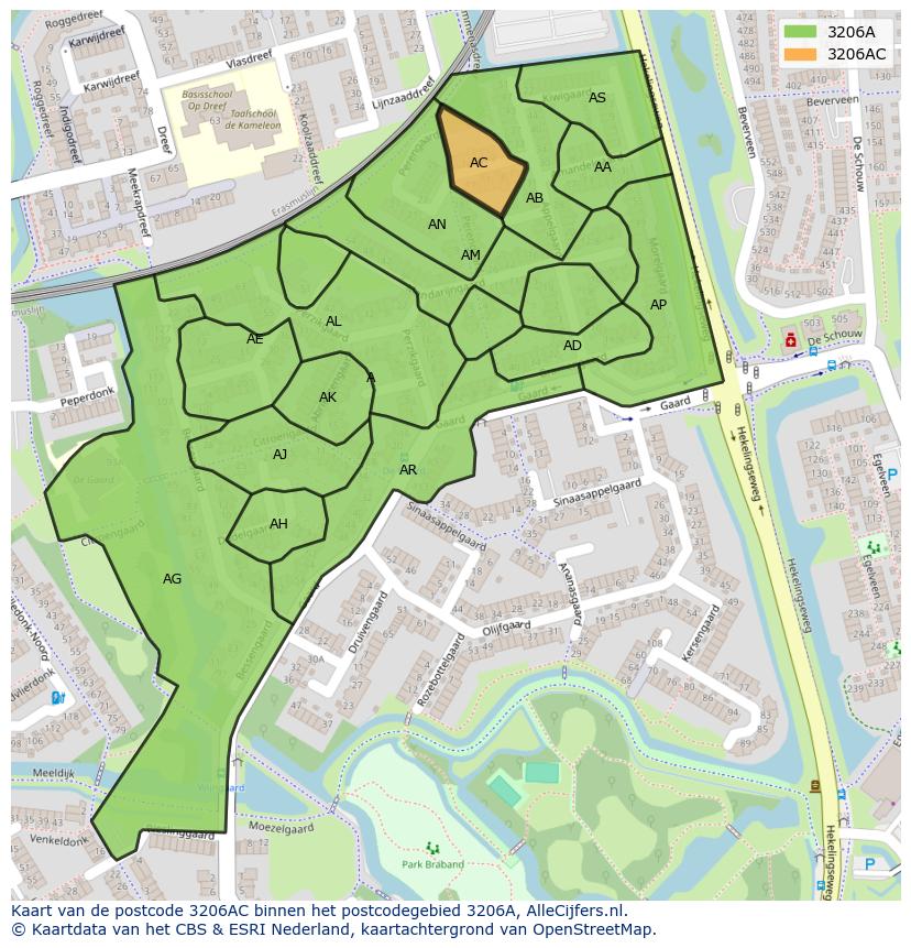 Afbeelding van het postcodegebied 3206 AC op de kaart.