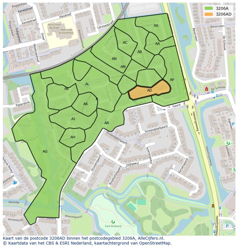 Afbeelding van het postcodegebied 3206 AD op de kaart.