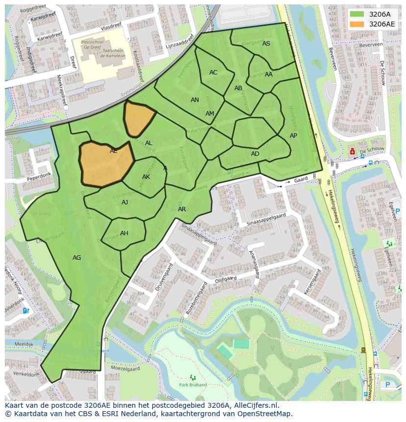 Afbeelding van het postcodegebied 3206 AE op de kaart.