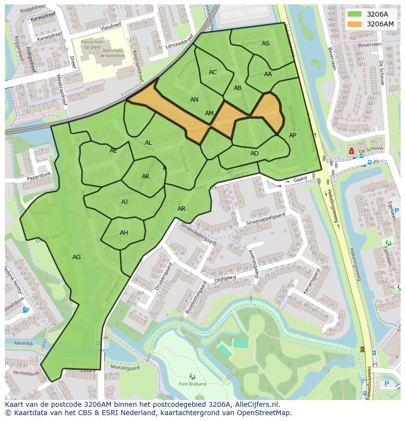 Afbeelding van het postcodegebied 3206 AM op de kaart.