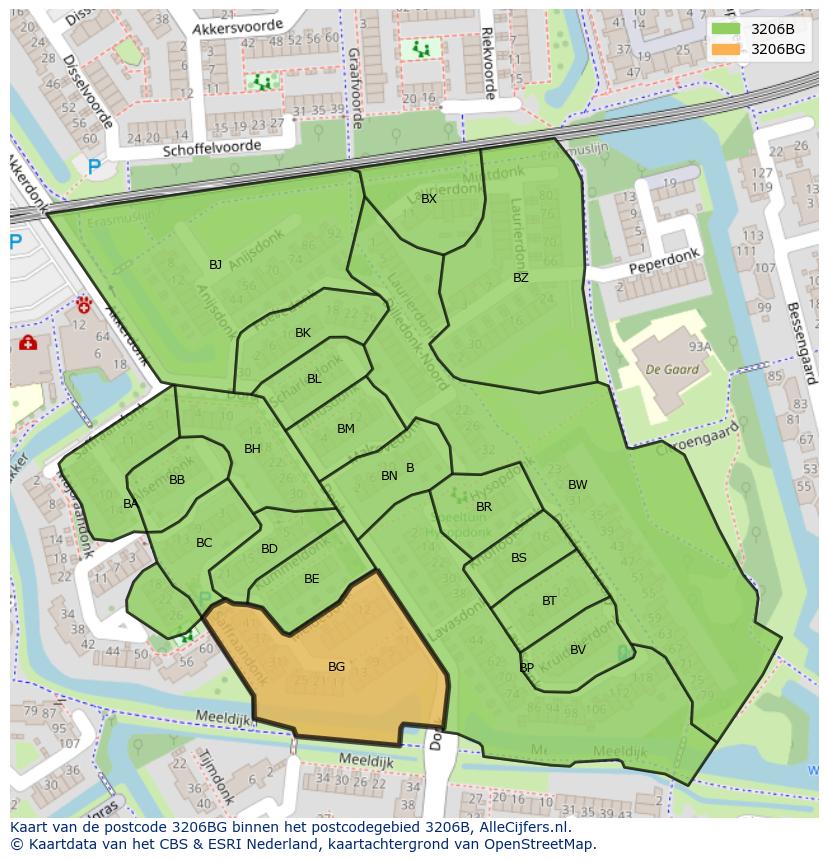 Afbeelding van het postcodegebied 3206 BG op de kaart.