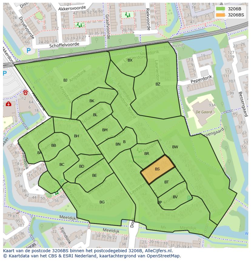 Afbeelding van het postcodegebied 3206 BS op de kaart.