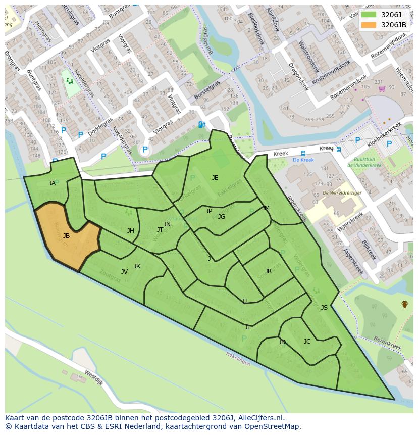 Afbeelding van het postcodegebied 3206 JB op de kaart.