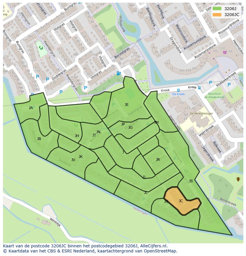 Afbeelding van het postcodegebied 3206 JC op de kaart.