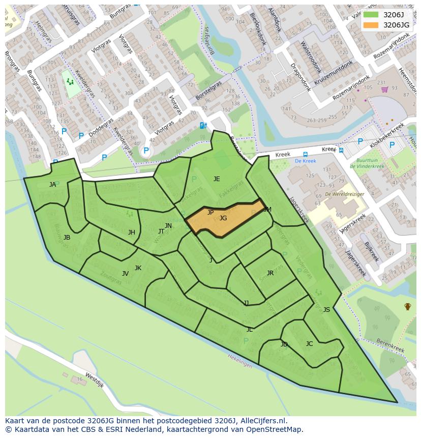 Afbeelding van het postcodegebied 3206 JG op de kaart.