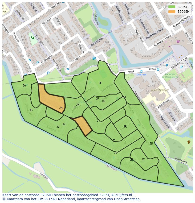 Afbeelding van het postcodegebied 3206 JH op de kaart.