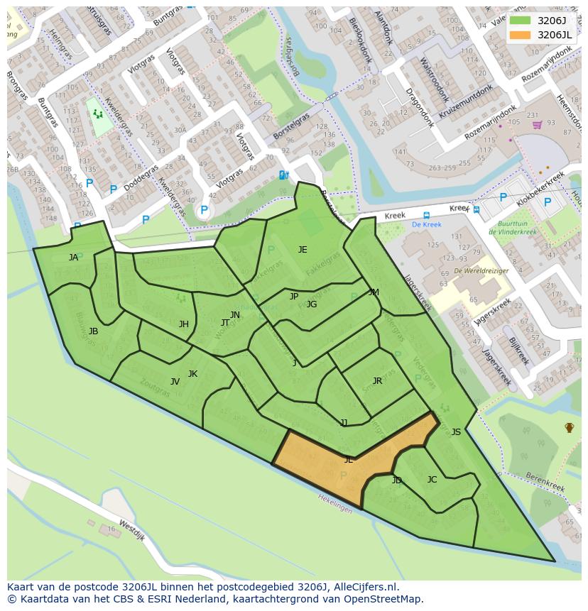 Afbeelding van het postcodegebied 3206 JL op de kaart.
