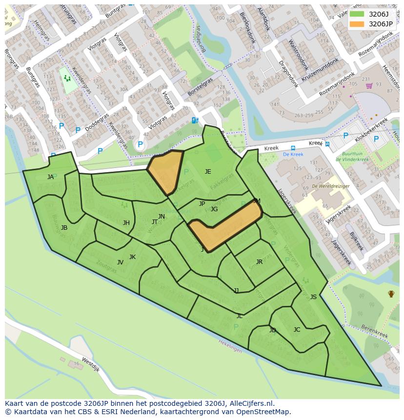 Afbeelding van het postcodegebied 3206 JP op de kaart.