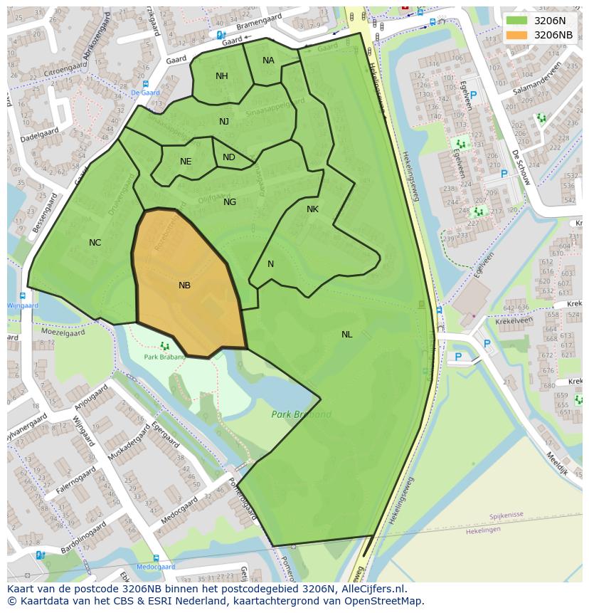 Afbeelding van het postcodegebied 3206 NB op de kaart.