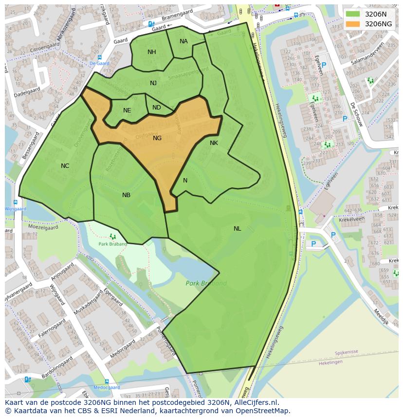 Afbeelding van het postcodegebied 3206 NG op de kaart.