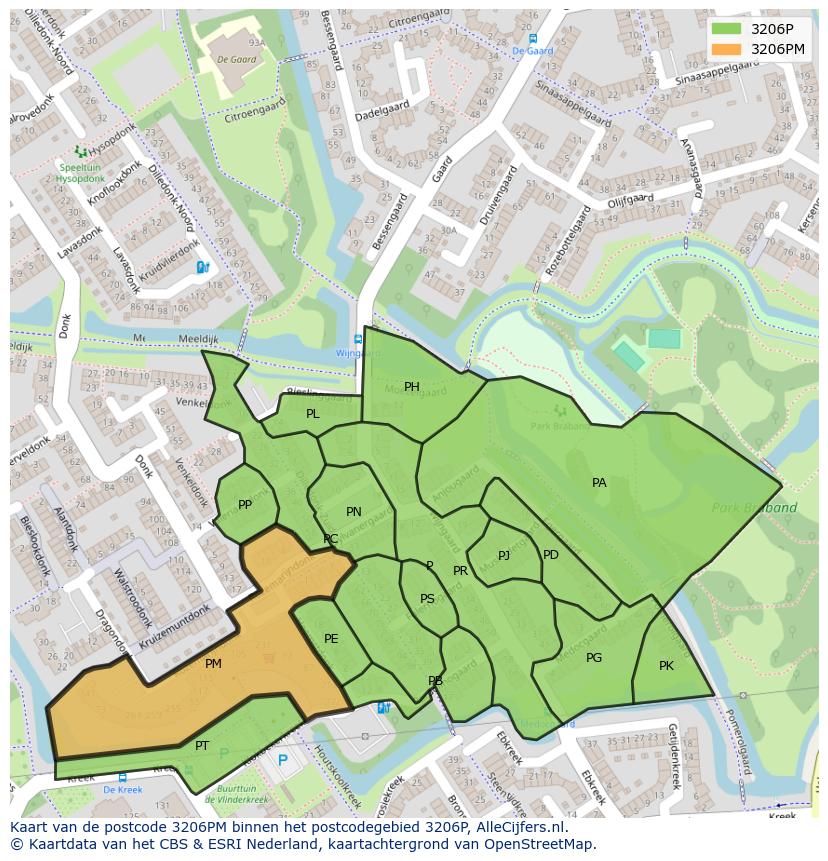 Afbeelding van het postcodegebied 3206 PM op de kaart.