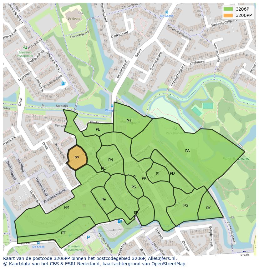 Afbeelding van het postcodegebied 3206 PP op de kaart.
