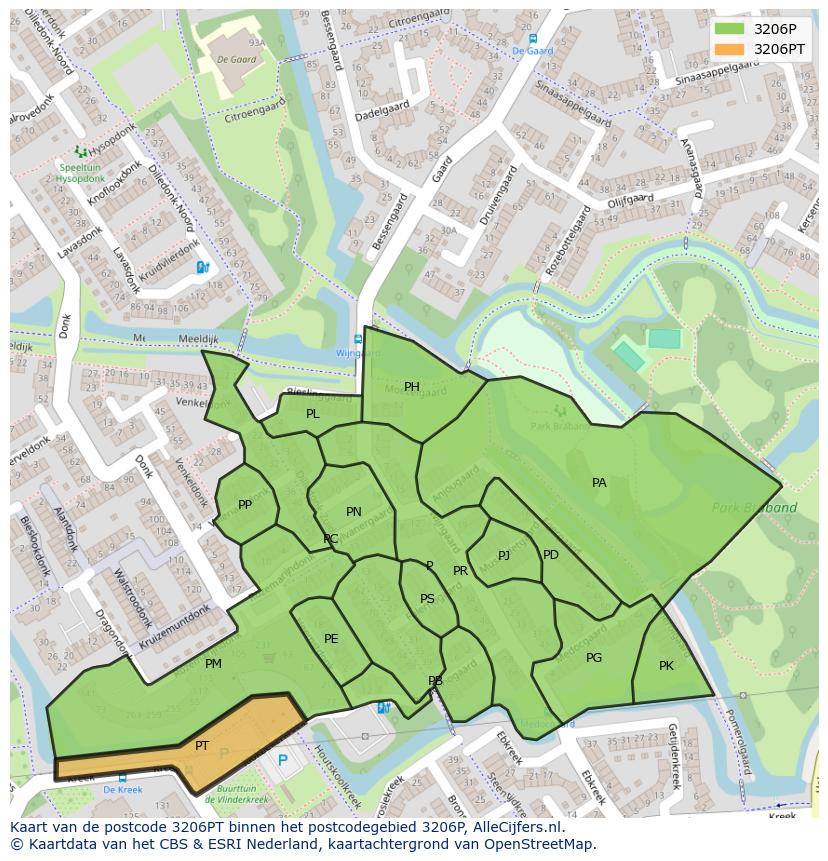Afbeelding van het postcodegebied 3206 PT op de kaart.