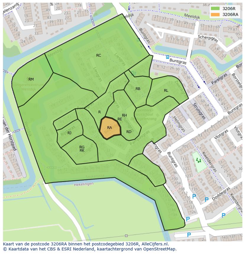 Afbeelding van het postcodegebied 3206 RA op de kaart.