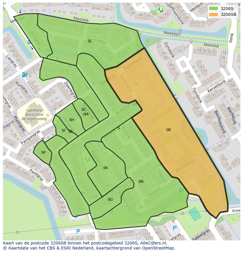 Afbeelding van het postcodegebied 3206 SB op de kaart.
