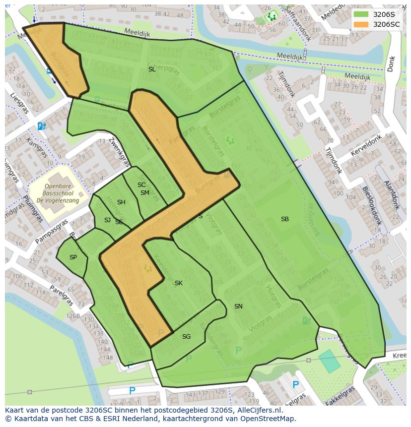 Afbeelding van het postcodegebied 3206 SC op de kaart.
