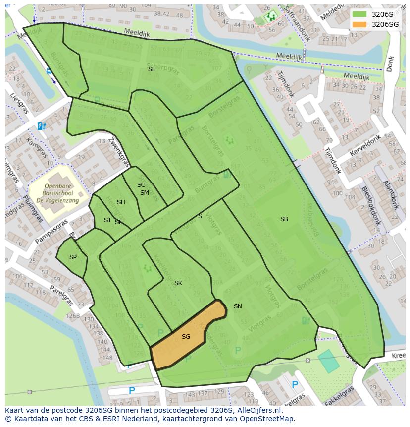 Afbeelding van het postcodegebied 3206 SG op de kaart.
