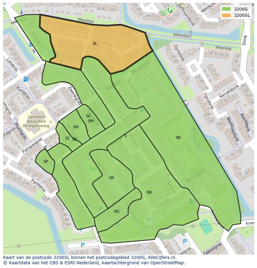 Afbeelding van het postcodegebied 3206 SL op de kaart.