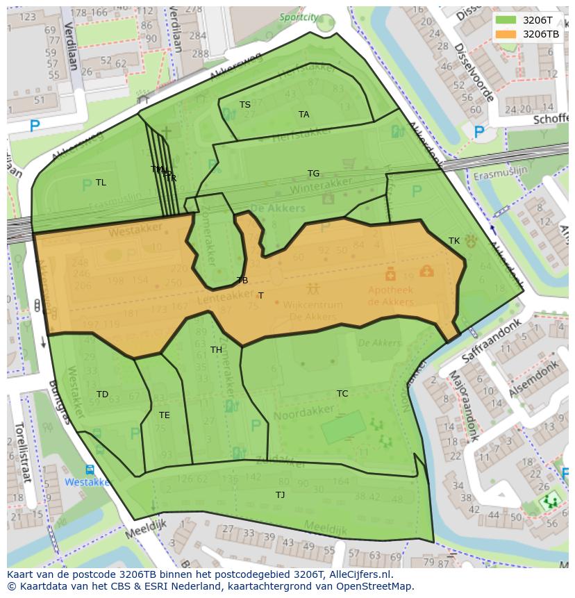Afbeelding van het postcodegebied 3206 TB op de kaart.