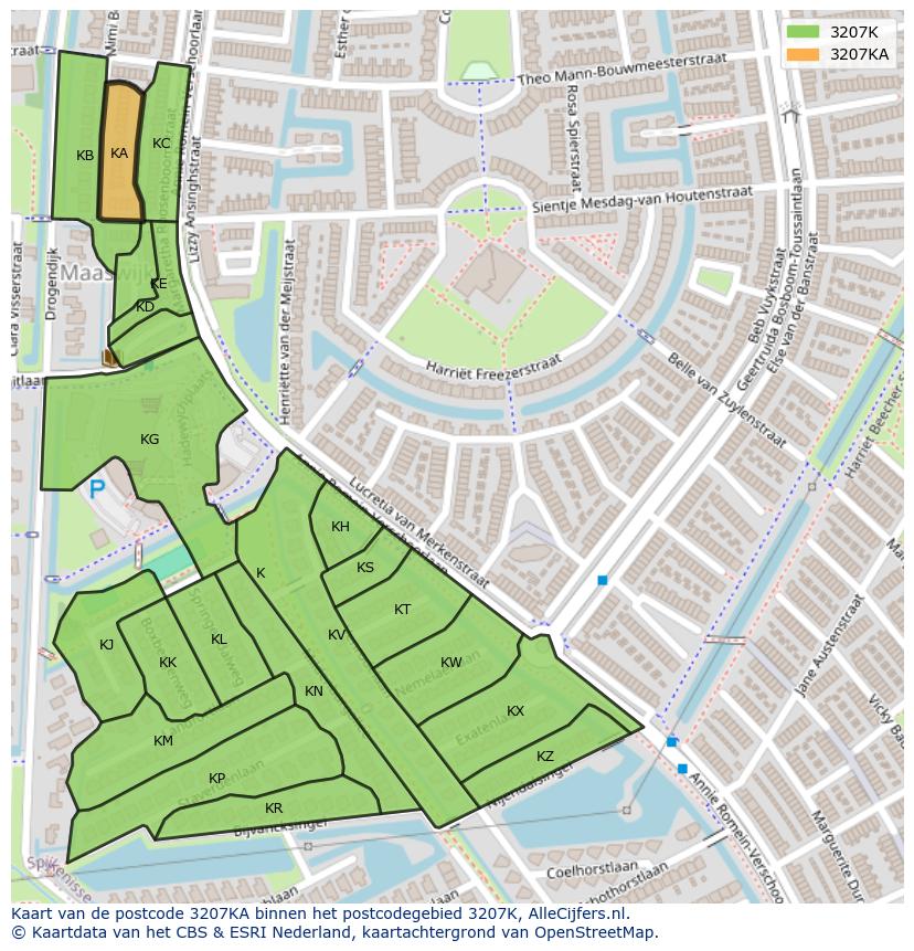 Afbeelding van het postcodegebied 3207 KA op de kaart.