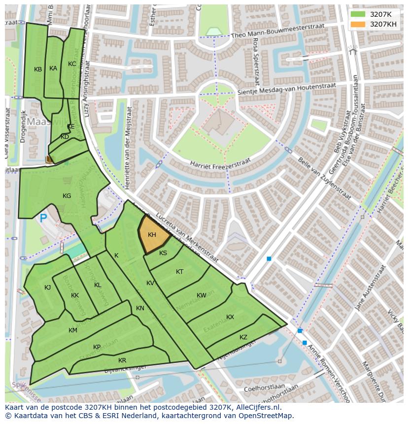 Afbeelding van het postcodegebied 3207 KH op de kaart.