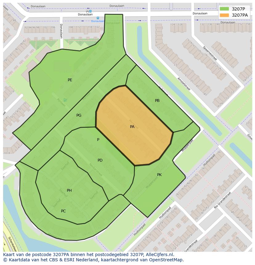 Afbeelding van het postcodegebied 3207 PA op de kaart.