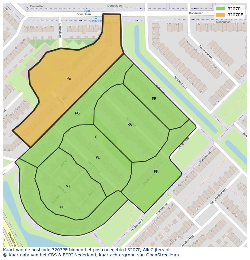 Afbeelding van het postcodegebied 3207 PE op de kaart.