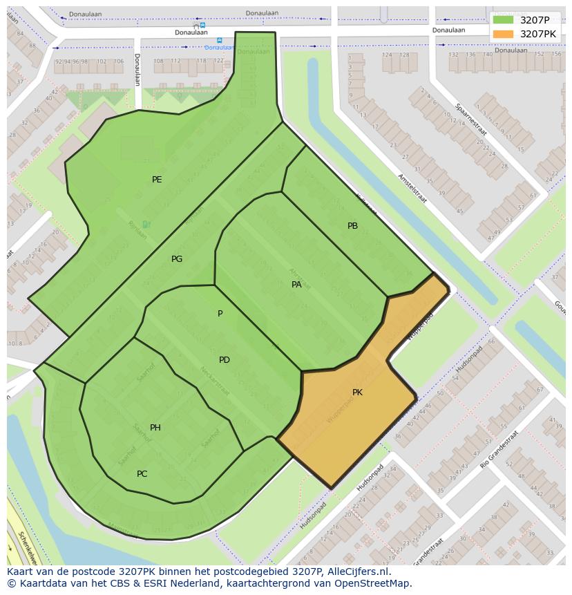 Afbeelding van het postcodegebied 3207 PK op de kaart.