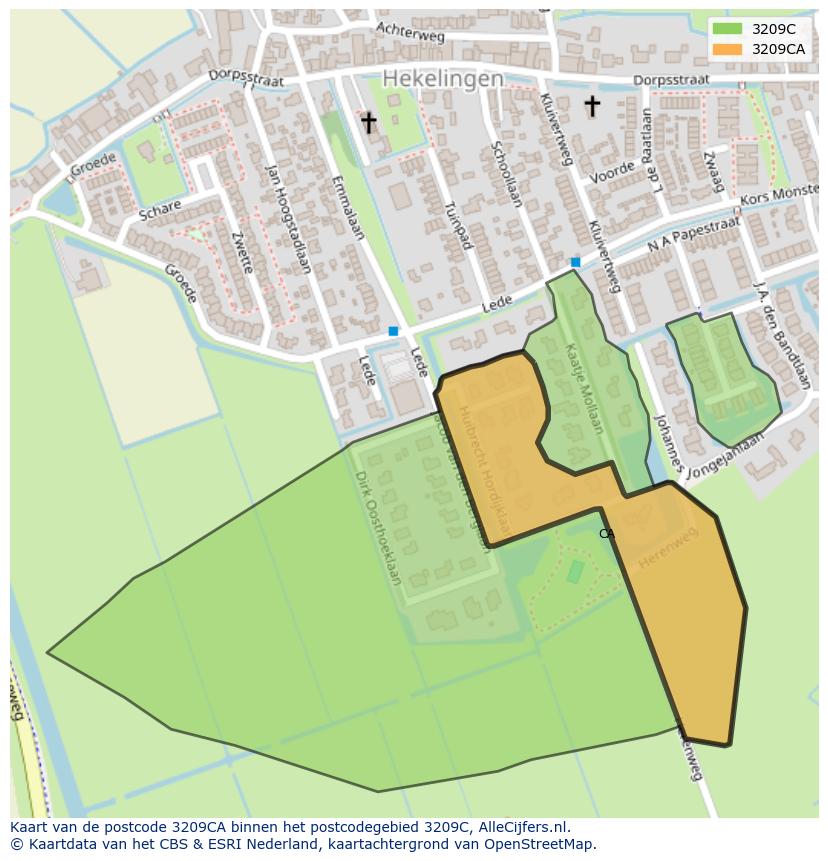 Afbeelding van het postcodegebied 3209 CA op de kaart.