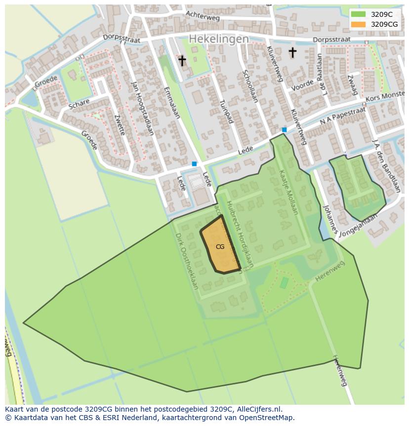 Afbeelding van het postcodegebied 3209 CG op de kaart.
