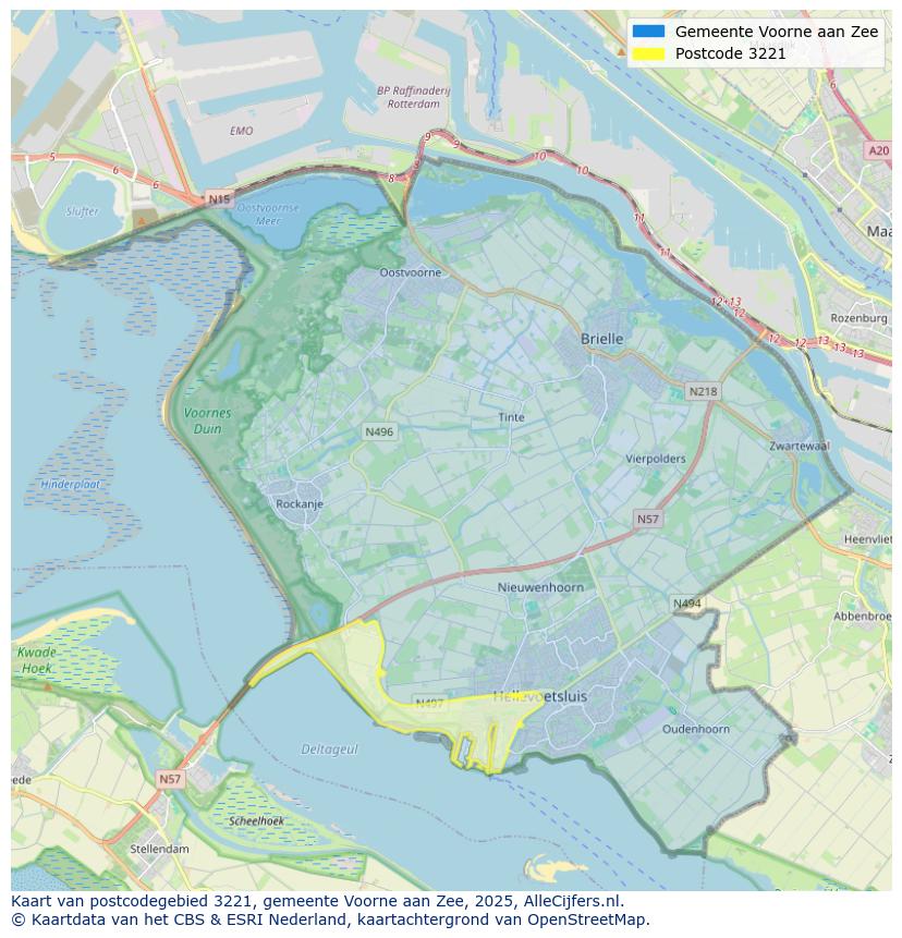 Afbeelding van het postcodegebied 3221 op de kaart.