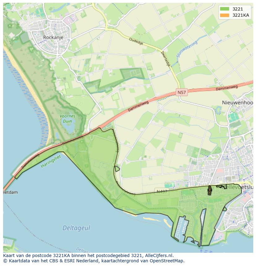 Afbeelding van het postcodegebied 3221 KA op de kaart.