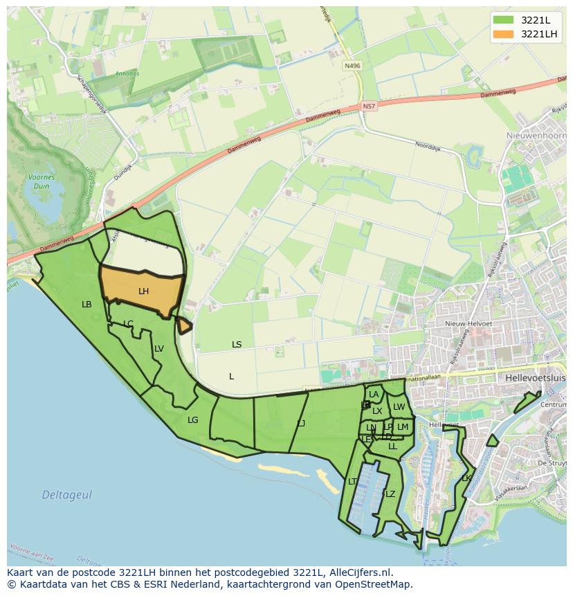Afbeelding van het postcodegebied 3221 LH op de kaart.