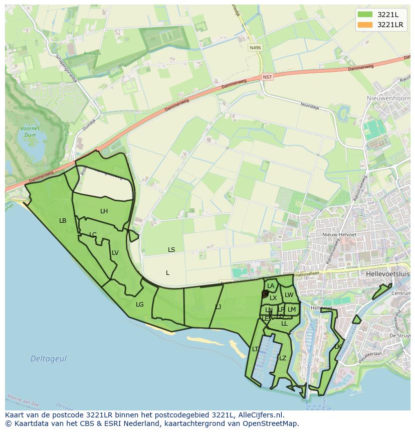 Afbeelding van het postcodegebied 3221 LR op de kaart.