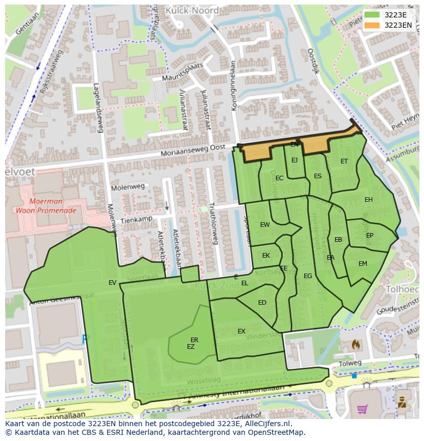 Afbeelding van het postcodegebied 3223 EN op de kaart.