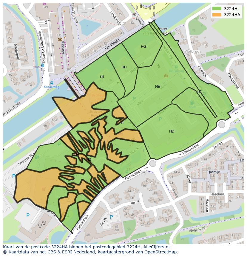 Afbeelding van het postcodegebied 3224 HA op de kaart.