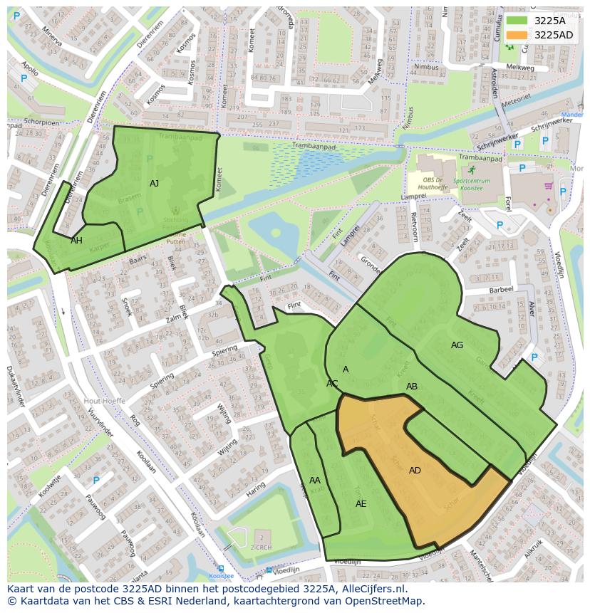 Afbeelding van het postcodegebied 3225 AD op de kaart.