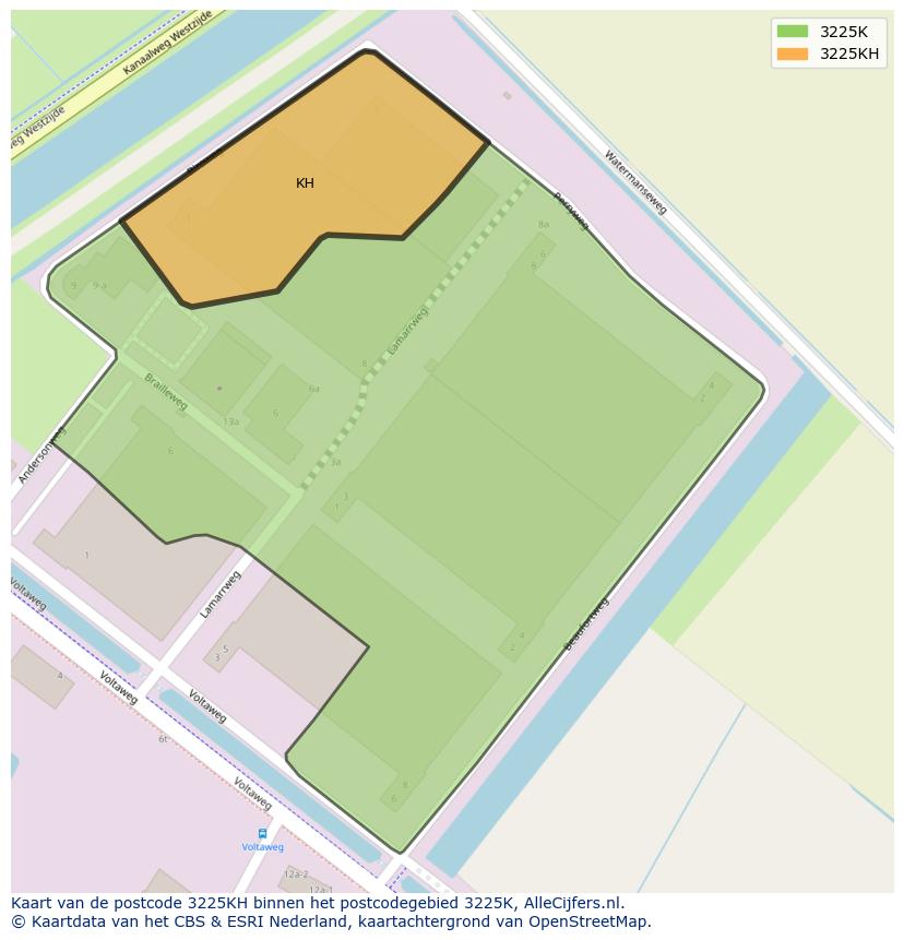Afbeelding van het postcodegebied 3225 KH op de kaart.