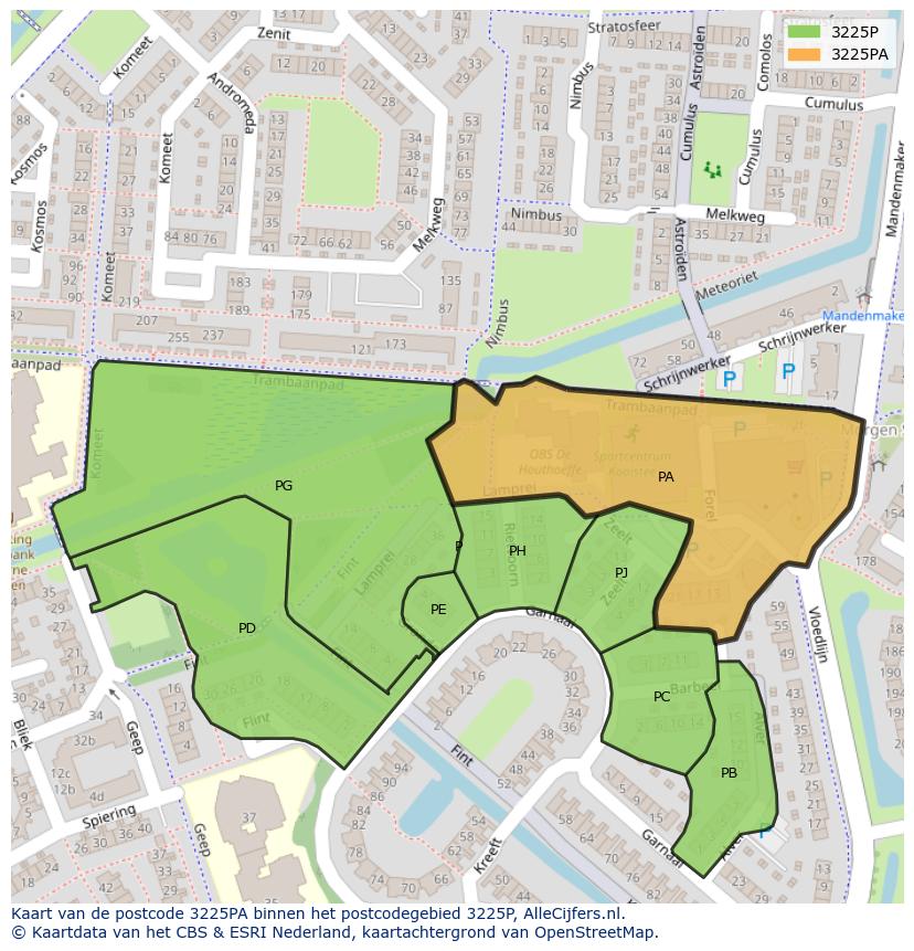 Afbeelding van het postcodegebied 3225 PA op de kaart.