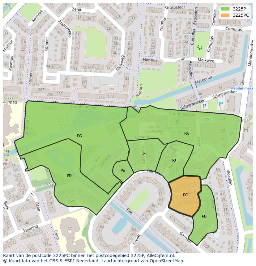Afbeelding van het postcodegebied 3225 PC op de kaart.
