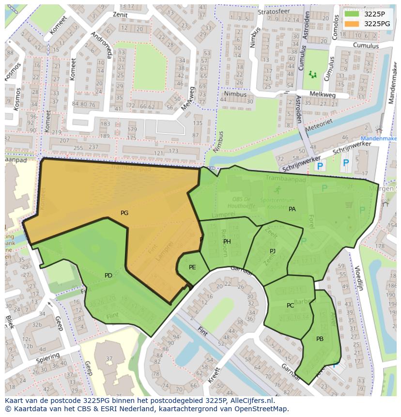 Afbeelding van het postcodegebied 3225 PG op de kaart.
