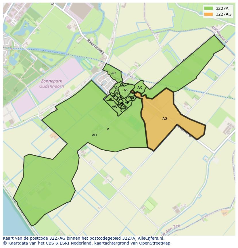 Afbeelding van het postcodegebied 3227 AG op de kaart.