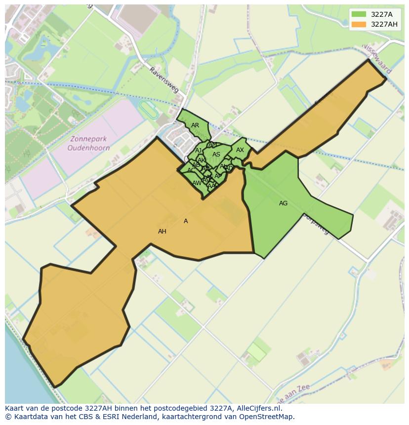 Afbeelding van het postcodegebied 3227 AH op de kaart.