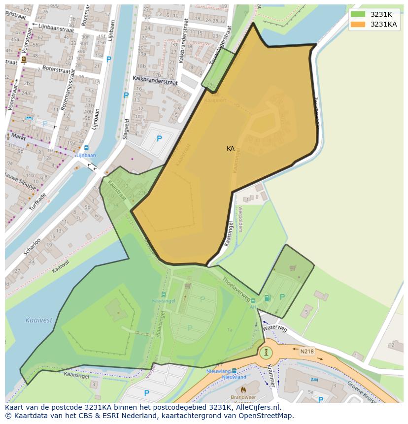 Afbeelding van het postcodegebied 3231 KA op de kaart.