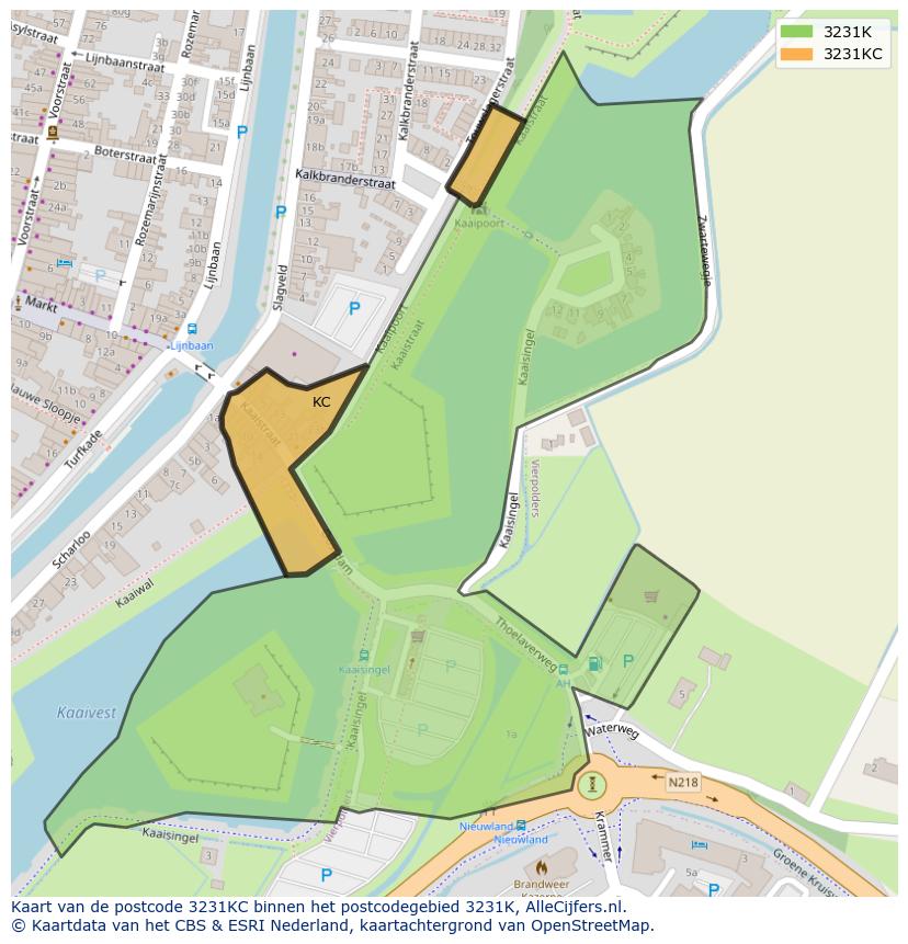 Afbeelding van het postcodegebied 3231 KC op de kaart.