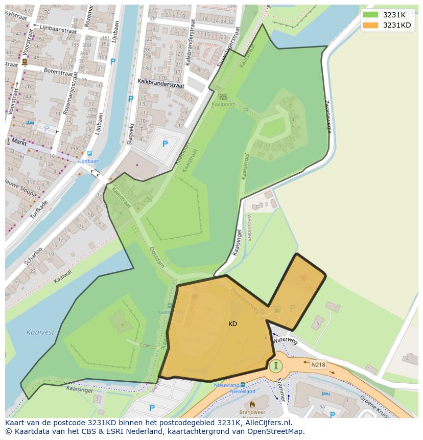 Afbeelding van het postcodegebied 3231 KD op de kaart.