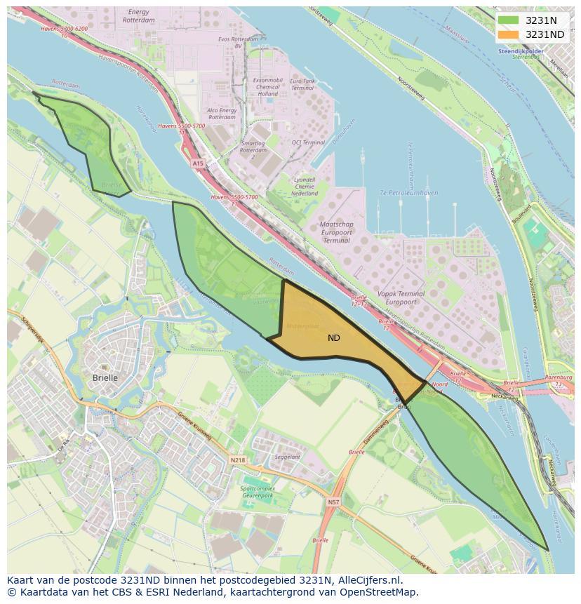 Afbeelding van het postcodegebied 3231 ND op de kaart.